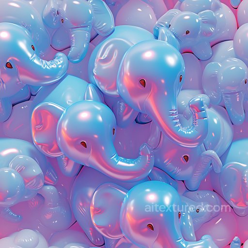 Inflated Vinyl Elephant Toy PBR Texture in Soft Blue with Glossy Finish seamless Inflated PBR texture
