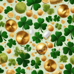 seamless Seamless 3D PBR Texture Featuring Vibrant Shamrocks and Glossy Gold Coins texture 8k free download PBR