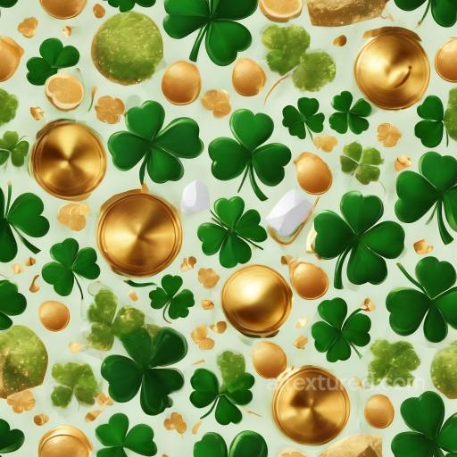Featuring Vibrant Shamrocks and Glossy Gold Coins seamless St patrick digital paper bundle PBR texture