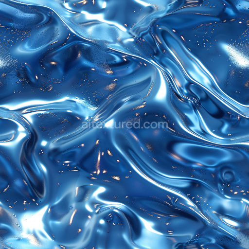 Seamless 3D PBR Glossy Blue Liquid Texture with Reflective Highlights