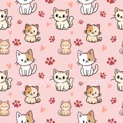 Pattern Bundle - Seamless 3D Pattern PBR Texture with Cute Cartoon Cats and Paw Prints texture preview