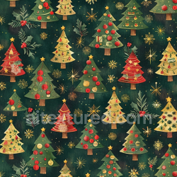 seamless Seamless 3D PBR Digital Paper Texture with Festive Christmas Trees and Ornaments texture 8k free download PBR
