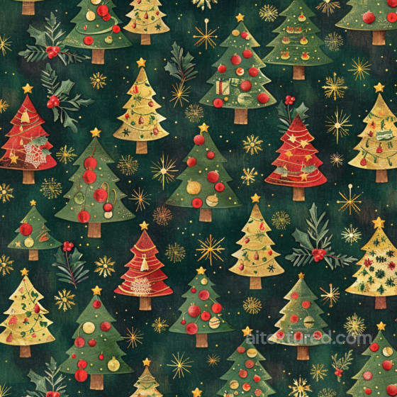 Digital Paper Texture with Festive Christmas Trees and Ornaments All Christmas Digital paper texture preview