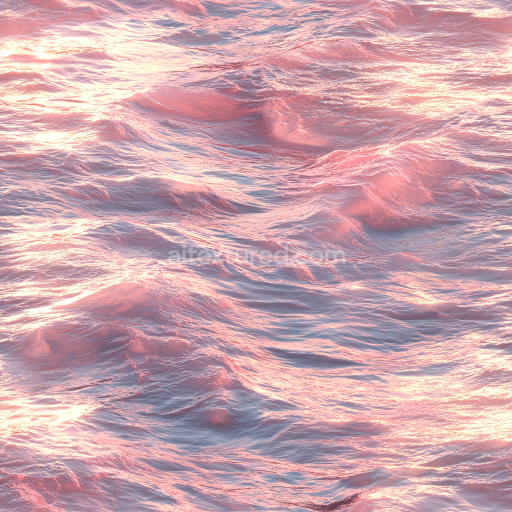 Seamless 3D Water PBR Texture Featuring Tranquil Ocean Waves in Soft Pink Light