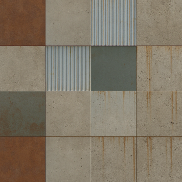 Smooth Concrete Surface With Weathered Steel Accents seamless PBR texture preview
