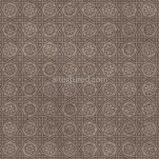 Concrete Wall with Embossed Flowers and Crosses | Free PBR