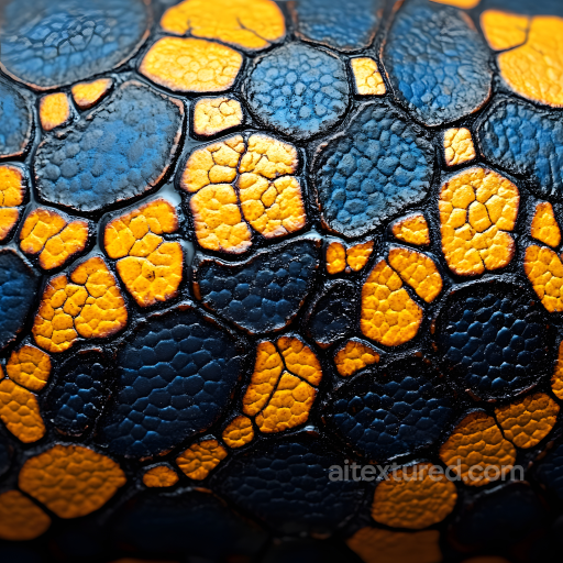 Skin PBR Texture Featuring Stylized Cracked Surface with Vibrant Blue and Orange Tones seamless Skin PBR texture