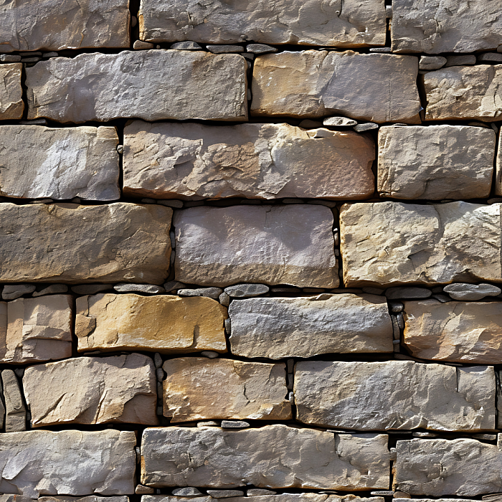 Weathered Stone Wall with Rough, Earthy Blocks seamless PBR texture preview