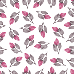 seamless Seamless 3D PBR Texture of Stylized Pink Flower Fabric Pattern with Gray Leaves texture 8k free download PBR