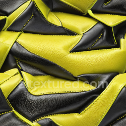 seamless Seamless 3D Pebbled Leather PBR Texture in Black and Yellow Stitched Panels texture 8k free download PBR