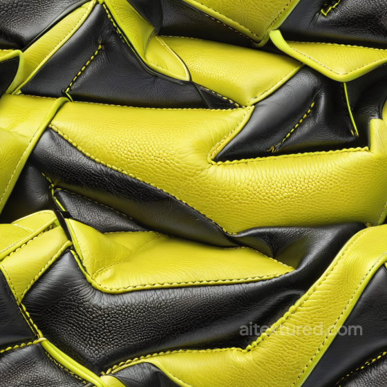 Pebbled Leather PBR Texture in Black and Yellow Stitched Panels Leather texture preview