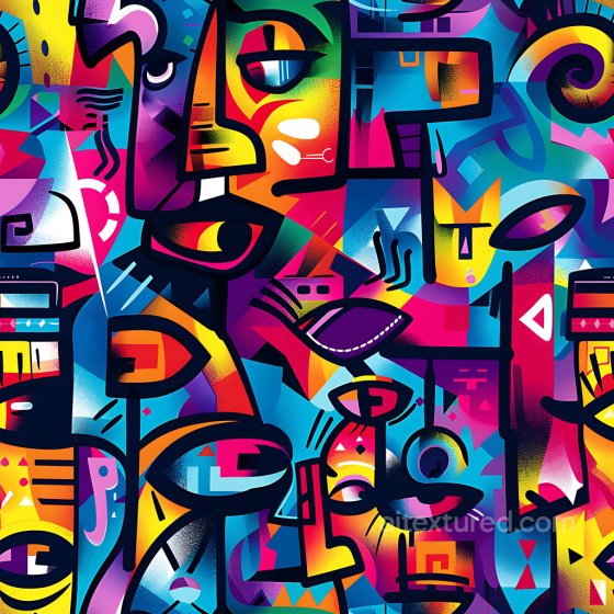 Graffiti Texture Featuring Abstract Faces in Vibrant Colors Graffiti texture preview