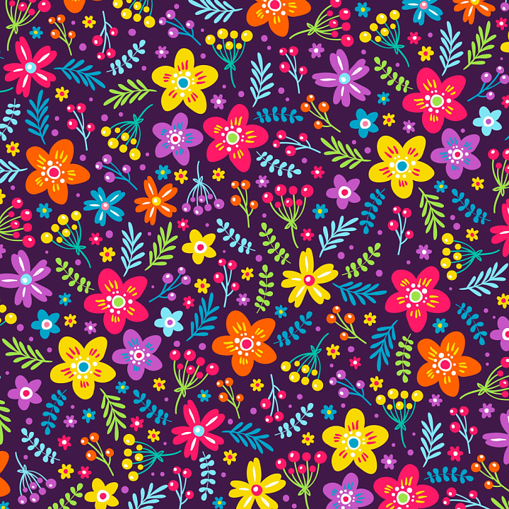 Bright Embroidered Floral Fabric Pattern seamless PBR texture preview