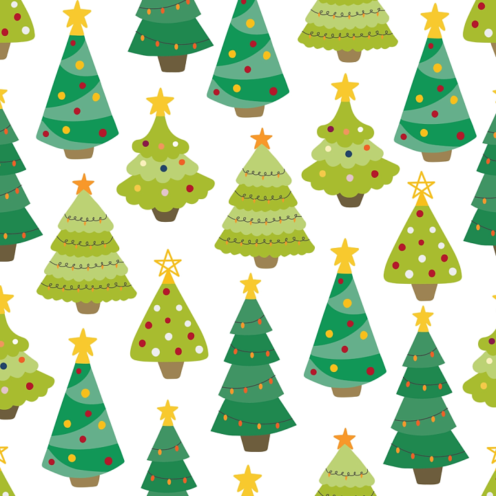 Digital Paper Featuring Colorful Christmas Trees seamless PBR texture preview