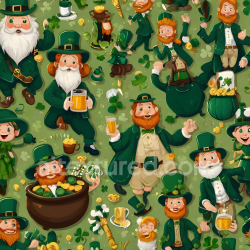 seamless Seamless 3D PBR Texture Featuring Colorful St Patrick Cartoon Leprechaun Pattern texture 8k free download PBR