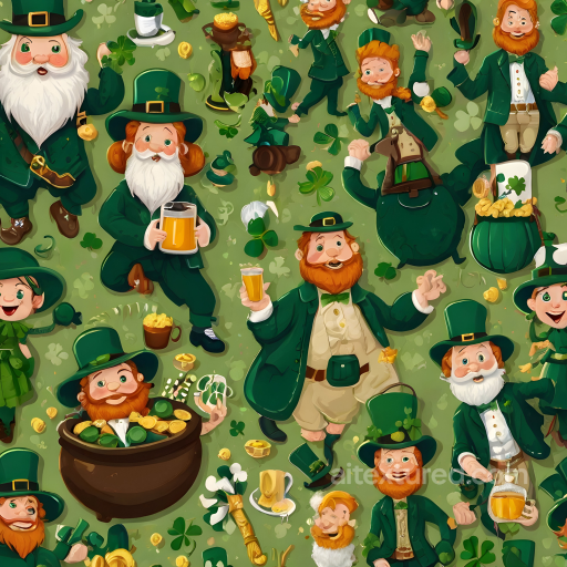 Featuring Colorful St Patrick Cartoon Leprechaun Pattern seamless St patrick digital paper bundle PBR texture