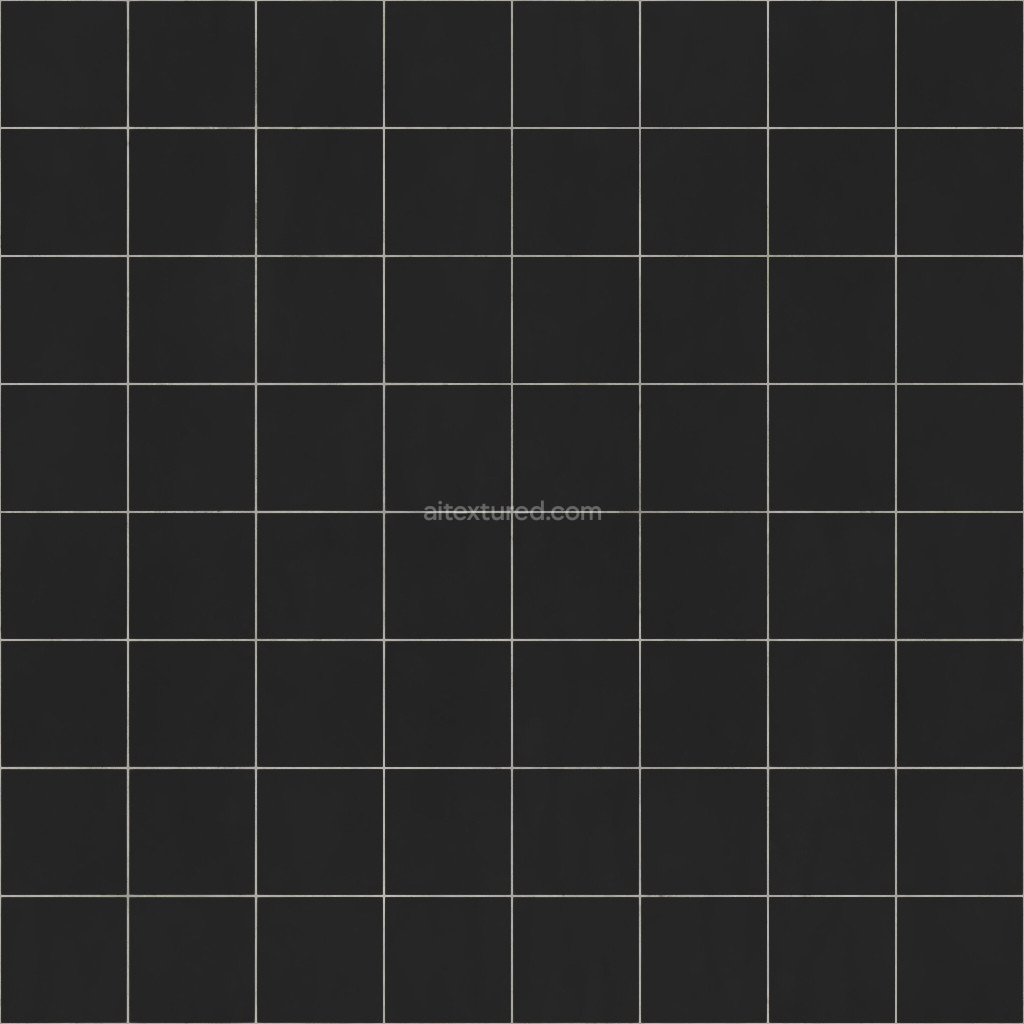 Seamless black tiles PBR texture for 3D applications