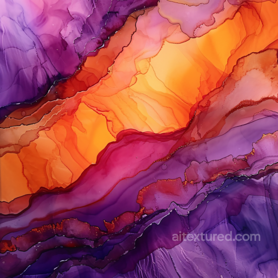 Alcohol Ink PBR Texture Featuring Bold Orange and Purple Fluid Swirls Alcohol ink texture preview