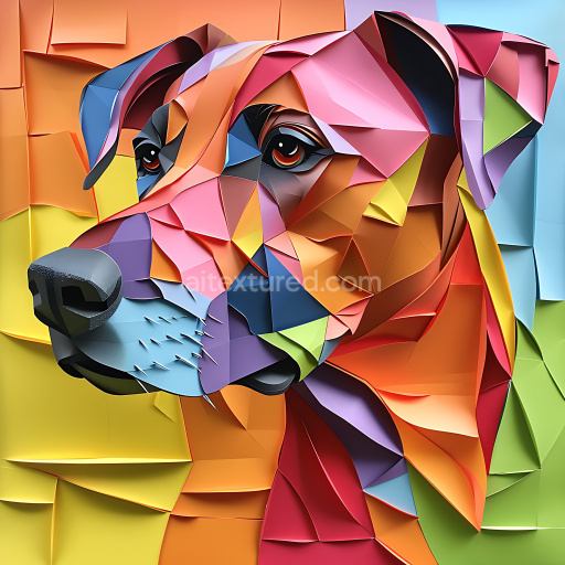 Seamless 3D PBR Dobermann Origami Texture with Vibrant Geometric Colors