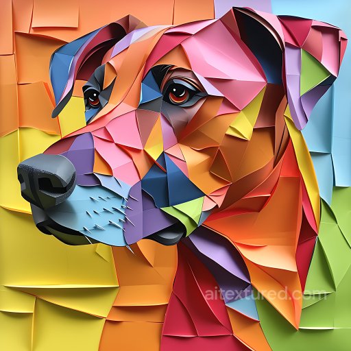 Animal - Seamless 3D PBR Dobermann Origami Texture with Vibrant Geometric Colors texture preview