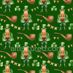 seamless Seamless 3D PBR Digital Paper Texture with St Patrick Leprechauns and Shamrocks texture 8k free download PBR