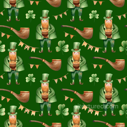 Digital Paper Texture with St Patrick Leprechauns and Shamrocks seamless St patrick digital paper bundle PBR texture