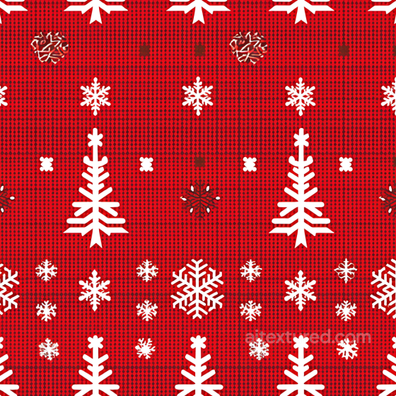 Red Knit Fabric Texture with White Snowflakes and Trees All Christmas Digital paper texture preview
