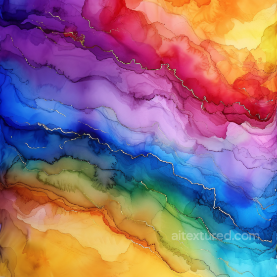 Alcohol Ink PBR Texture with Vibrant Rainbow Waves and Gold Veins Alcohol ink texture preview