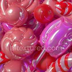seamless Seamless 3D Inflated Vinyl Texture with Bubble and Candy Patterns in Glossy Reds and Pinks texture 8k free download PBR