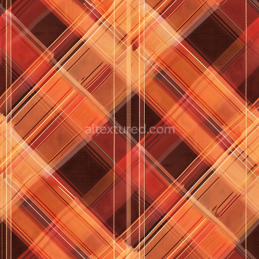 Seamless 3D PBR Texture of Warm Orange-Brown Plaid Fabric with Diagonal Pattern