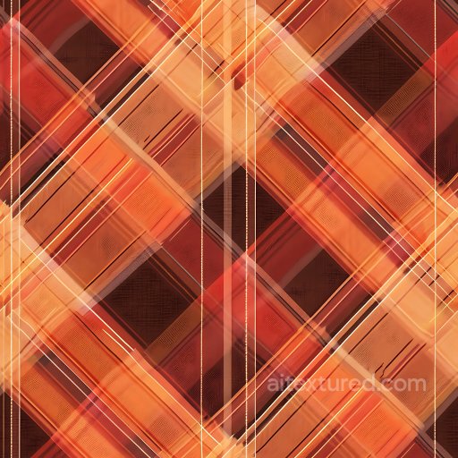 Seamless 3D PBR Texture of Warm Orange-Brown Plaid Fabric with Diagonal Pattern texture preview