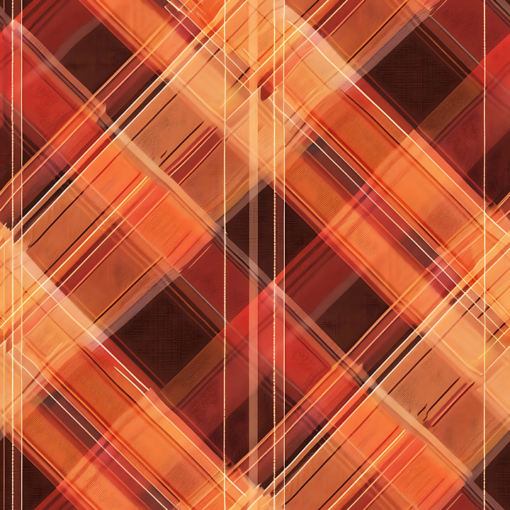 Warm Orange-Brown Plaid Fabric with Diagonal Pattern seamless PBR texture preview