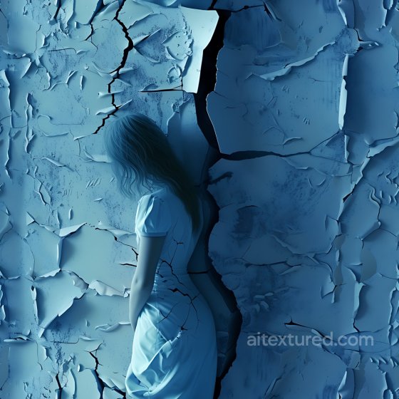 Cracked and Peeling Blue Paint PBR Texture with Deep Fissures Cracked & Holes texture preview