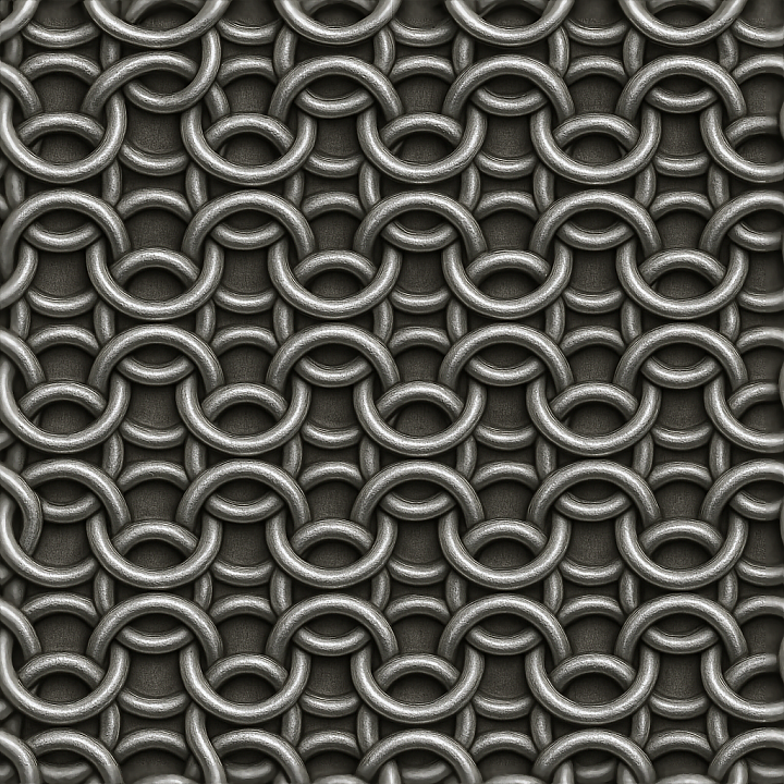 Of Chainmail Padding Fabric With Embossed Rings seamless PBR texture preview