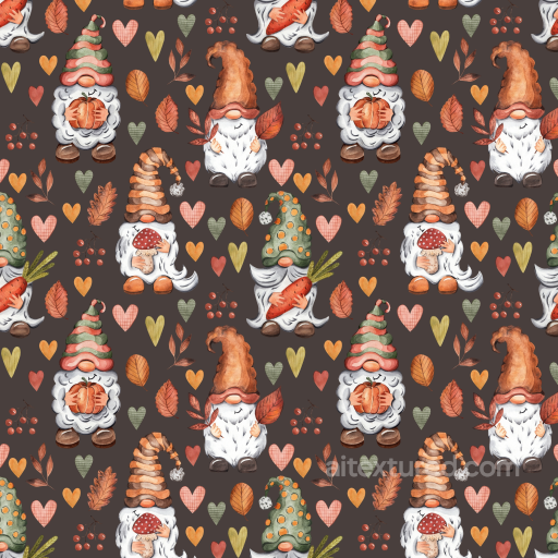 Christmas Watercolor Texture Featuring Hand-Painted Gnomes and Autumn Motifs seamless Christmas Watercolor PBR texture