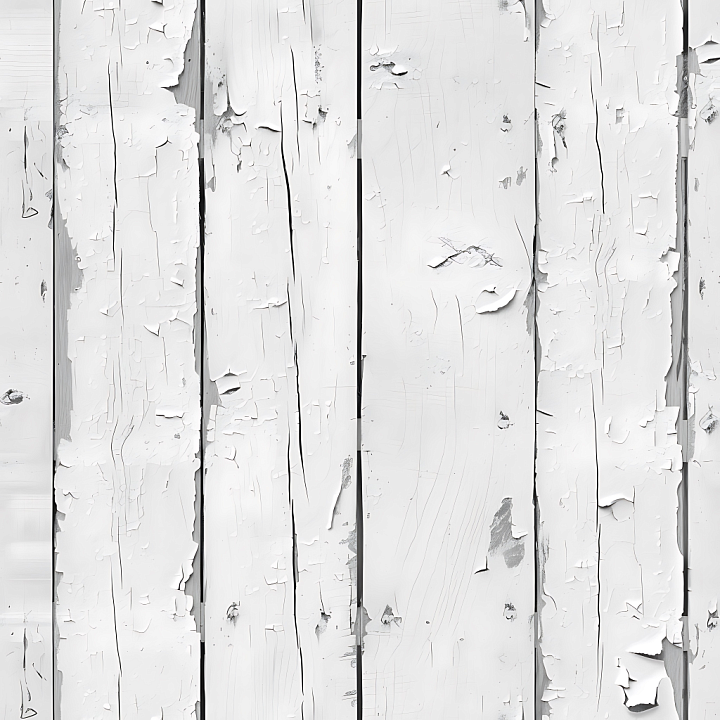 White Painted Wood Planks with Peeling Paint and Cracks seamless PBR texture preview