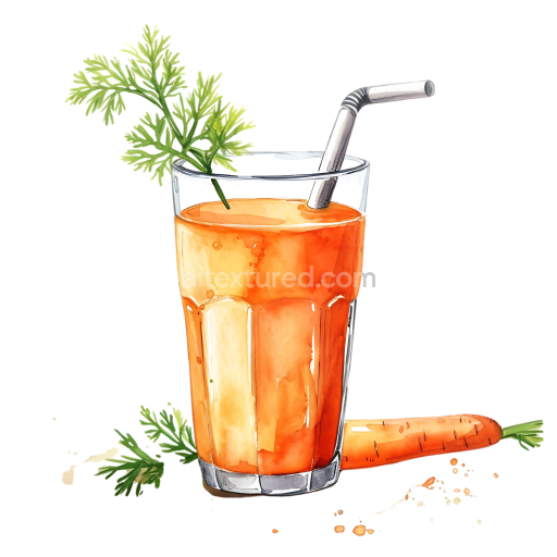 Carrot Juice Glass with Fresh Green Garnish Breakfast Illustration