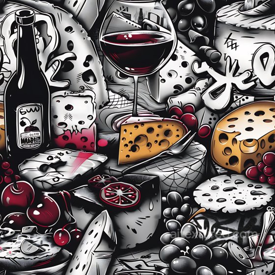 Graffiti Texture Featuring Wine, Cheese, and Fruit Art Graffiti texture preview