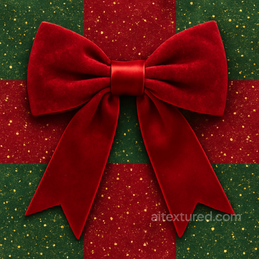Seamless 8K PBR 3D Texture of Festive Ribbon Bow Velvet Ribbon Surface seamless Merry christmas PBR texture