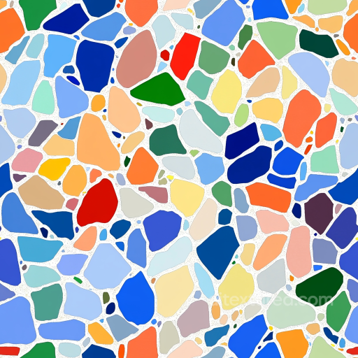 Terrazzo Mosaic PBR Texture with Vibrant Multicolor Stone Chips and Light Grout seamless Mosaic PBR texture