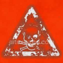 seamless Warning Sign Danger Hazard Red Skull Toxic Grunge Weathered Graphic texture 8k free download PBR