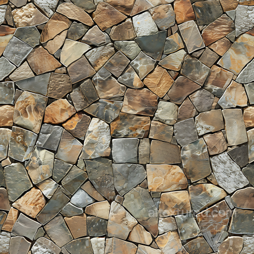 Natural Stone Wall PBR Texture with Warm Earthy Tones and Irregular Shapes seamless Stone PBR texture