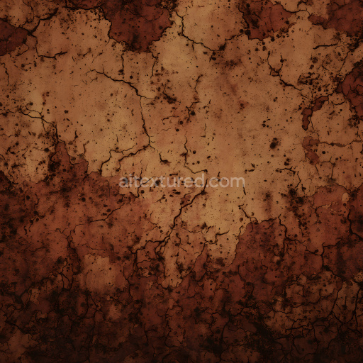 Seamless 3D Rusty Cracked Metal PBR Texture with Dark Brown Corrosion