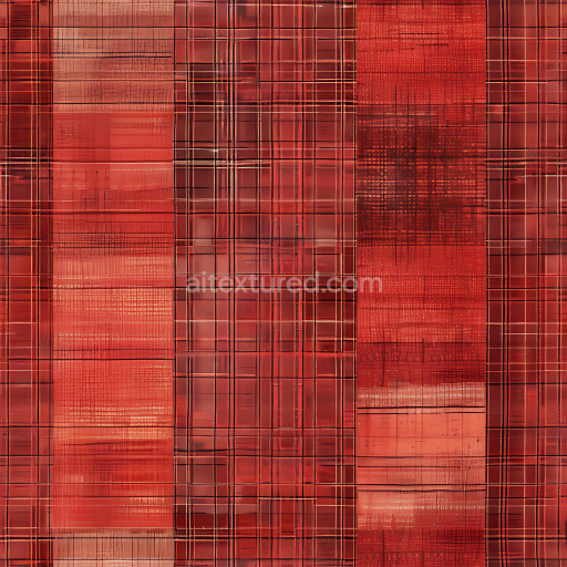 Seamless 3D PBR Texture of Red Plaid Fabric with Layered Check Patterns
