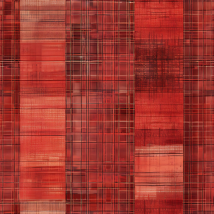 Red Brushed Metal Plaid with Linear Patterns seamless PBR texture preview