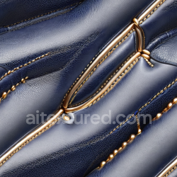 seamless Seamless 3D Glossy Navy Blue Leather PBR Texture with Gold Stitching and Fine Grain texture 8k free download PBR