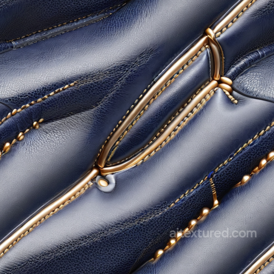Glossy Navy Blue Leather PBR Texture with Gold Stitching and Fine Grain Leather texture preview