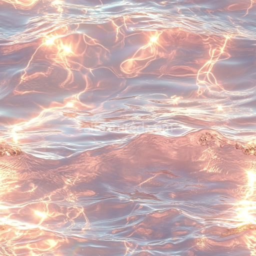 Seamless 3D PBR Water Texture Featuring Soft Waves and Golden Light Reflections