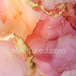 seamless Seamless 3D Alcohol Ink PBR Texture Featuring Gold Veins and Coral Peach Fluid Swirls texture 8k free download PBR