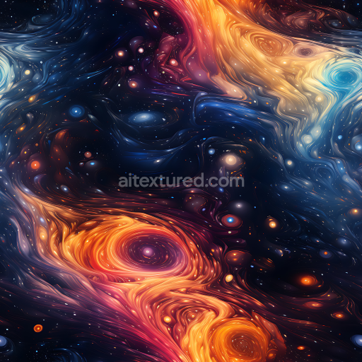 Seamless 3D PBR Galactic Nebula Texture with Flowing Cosmic Clouds and Starfields